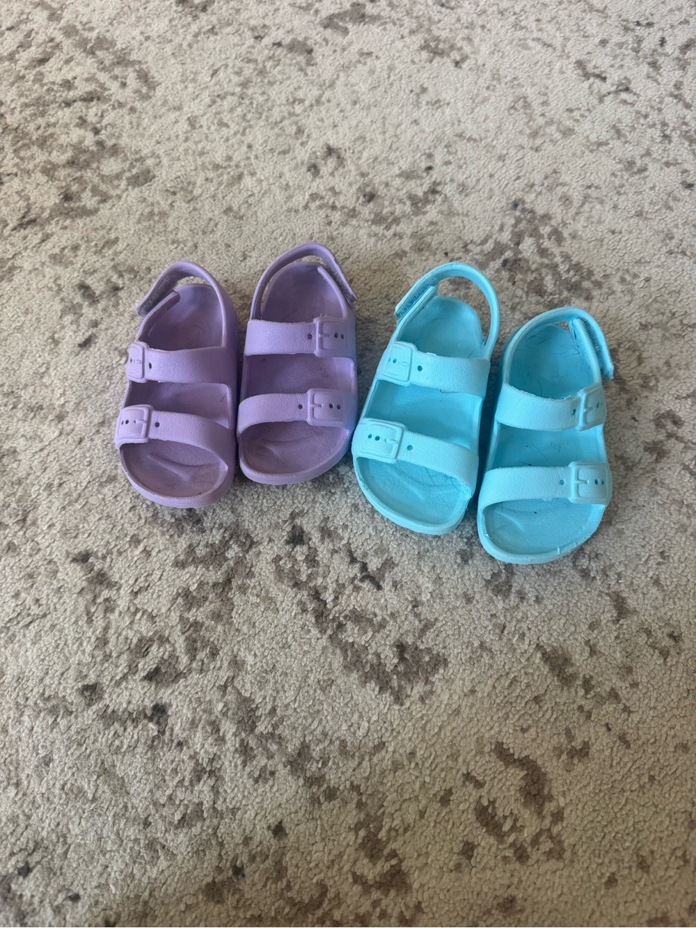Kids Adjustable Two-Buckle Sandals - Purple & Aqua